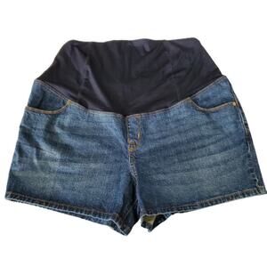 Isabel Maternity Shorts Womens Size 14 Blue Denim Midi Short Stretch Medium Wash
